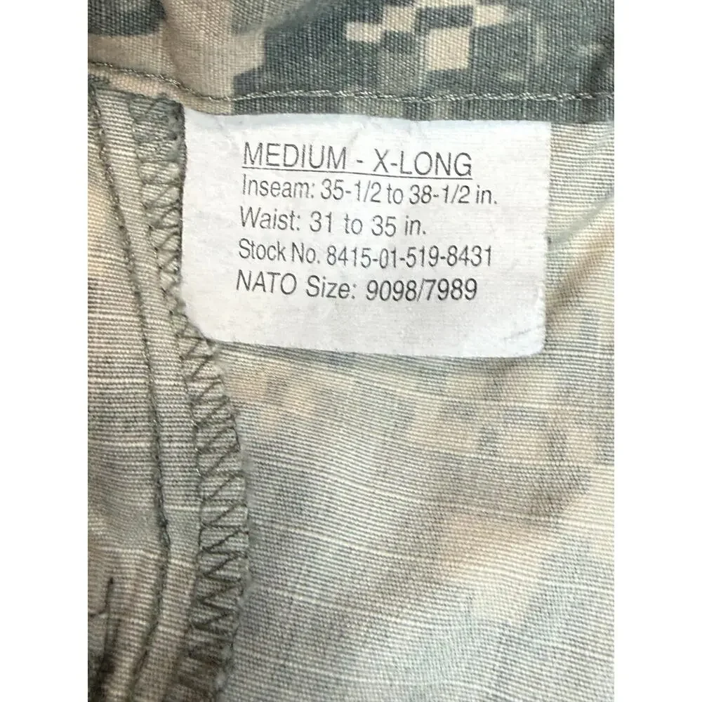 US Army ACU UCP Digital Camo Cargo Pants Medium X-Long Military Combat Gorpcore